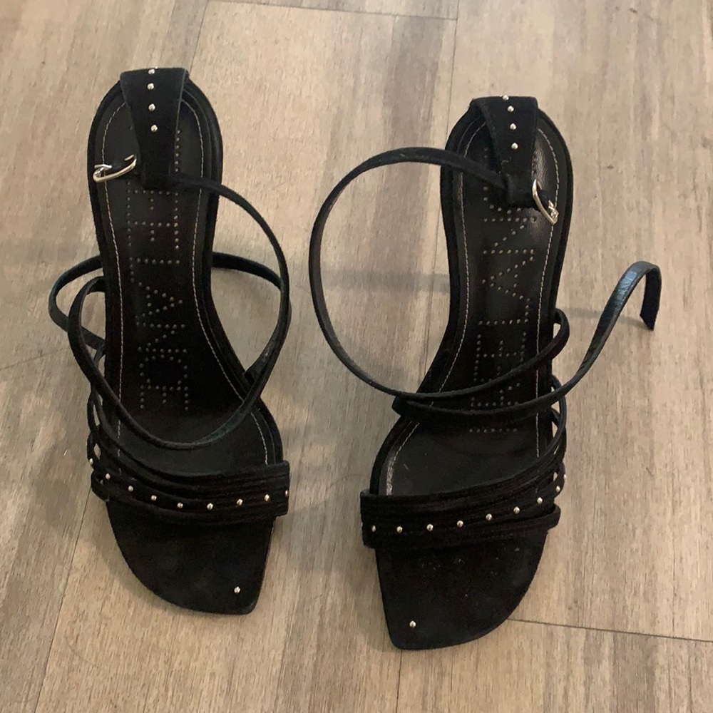 Freelance Pairs black suede strap heels